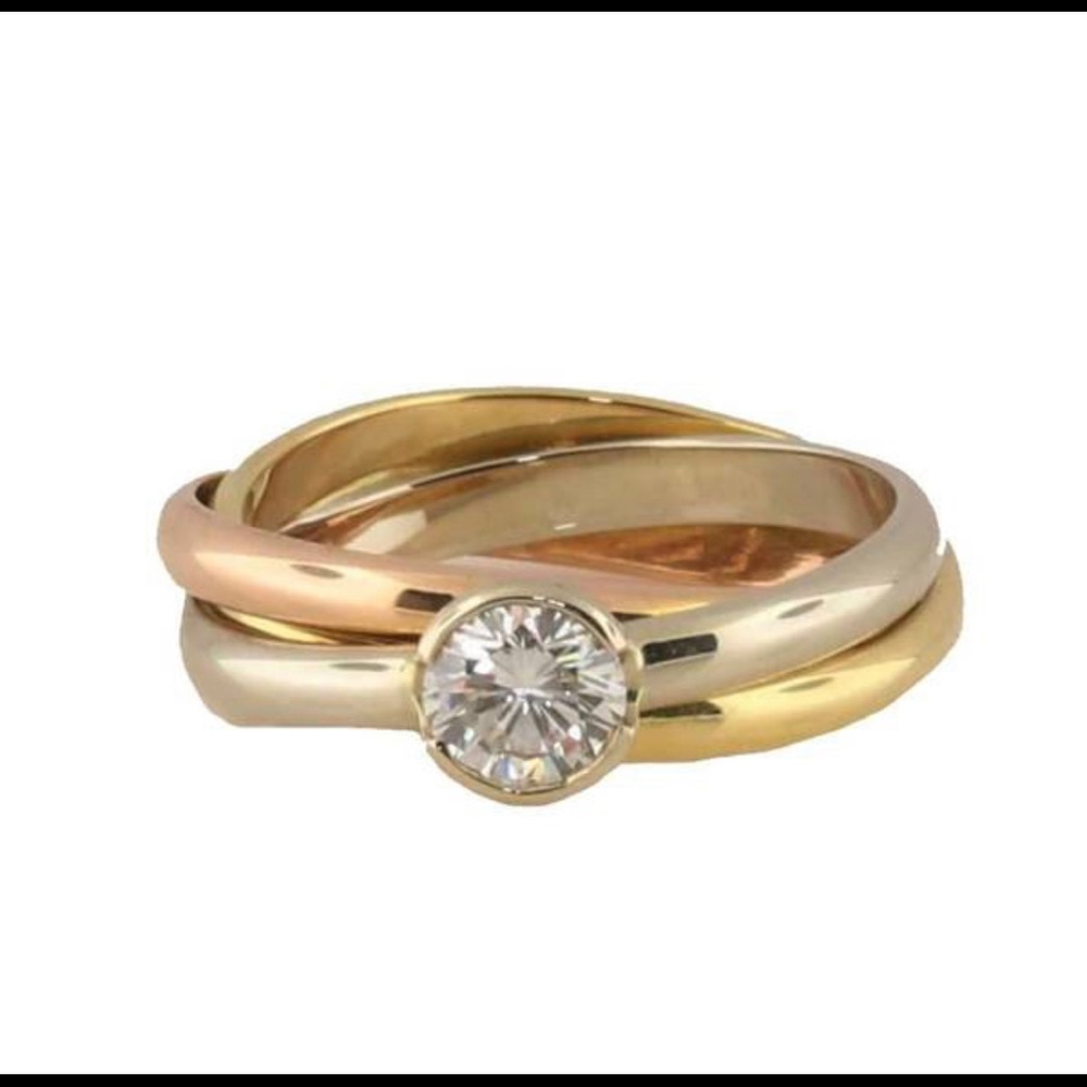 Cartier Trinity Ring w/ Solitaire .5 Carat Diamond